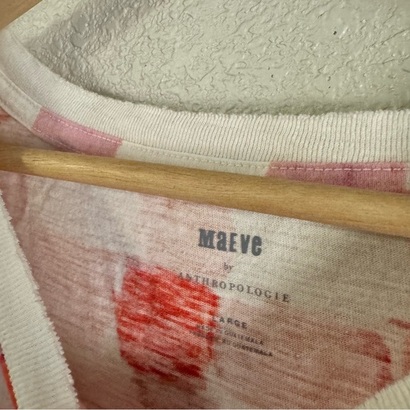 Anthropologie Maeve Picnic Graphic T Shirt Pink Combo Large Gingham size large - Picture 7 of 9